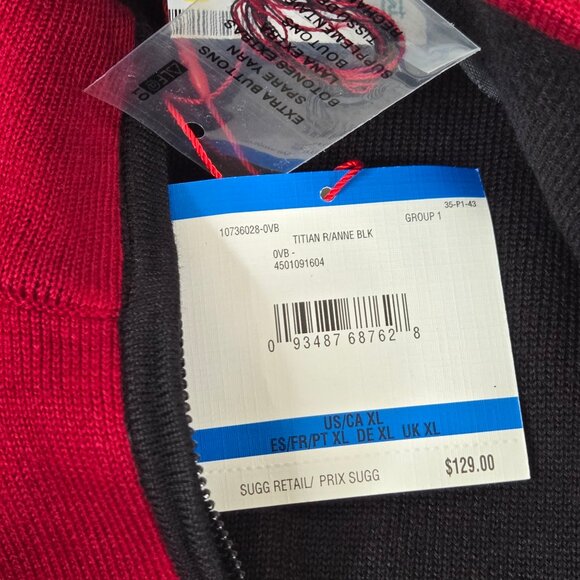 Anne Klein Cape Poncho Knit Sweater Size XL Red Full Zip Cardigan *Holes* - Picture 9 of 10